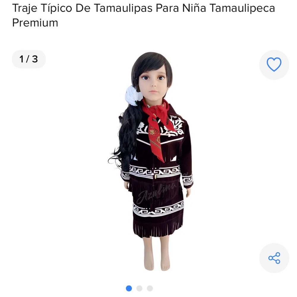 Traditional Mexican Girl's Dress with Red Scarf